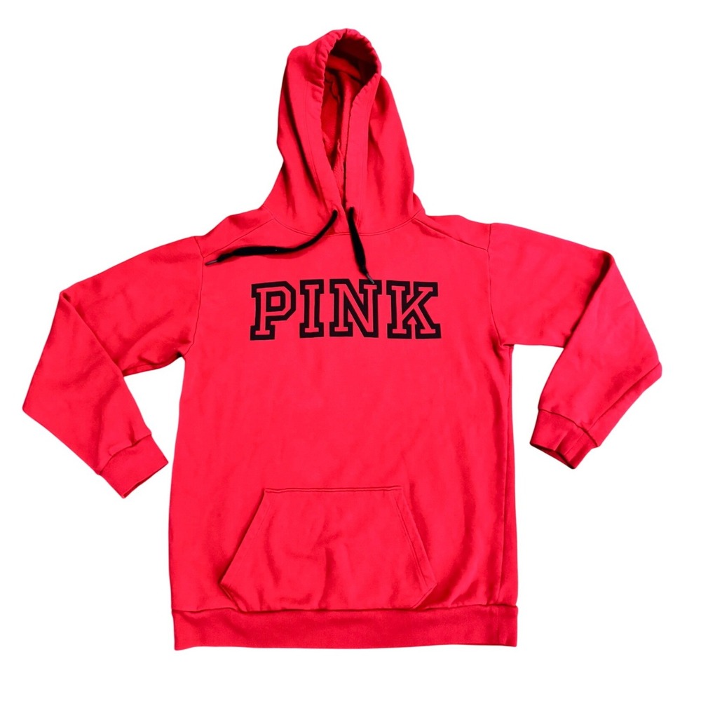 Victoria's Secret PINK Red Hoodie Pullover Sweatshirt XS Logo Graphic